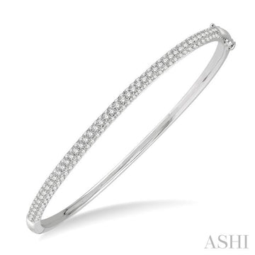 1 1/2 Ctw Round Cut Diamond Stackable Bangle in 14K White Gold